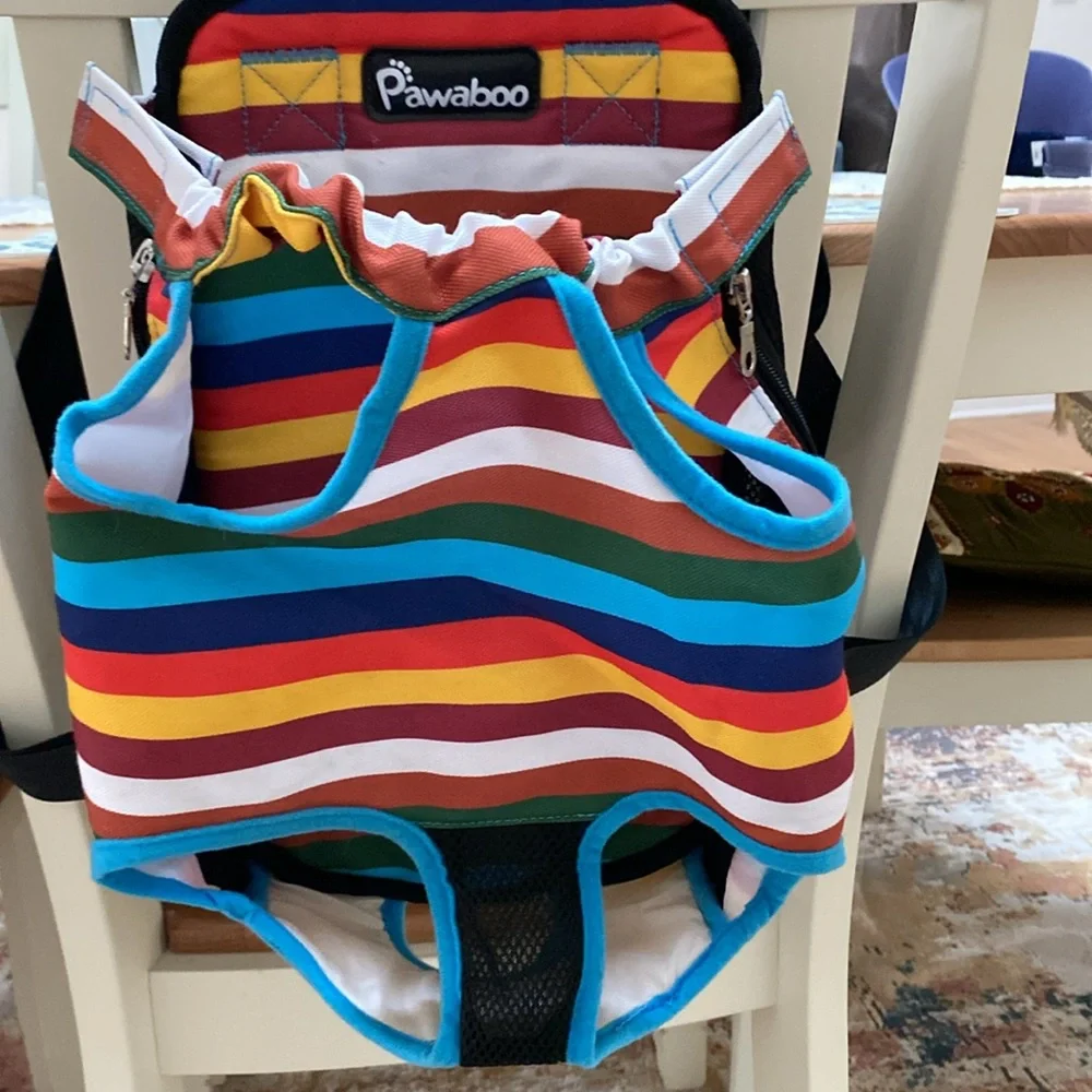 Pawaboo multi color dog carrier, front backpack size large